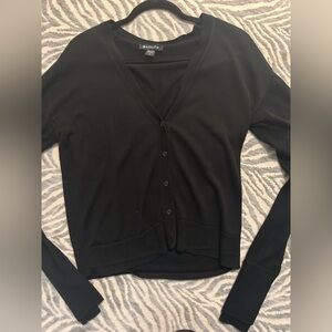 Athleta V Neck Button Down Black Sweater